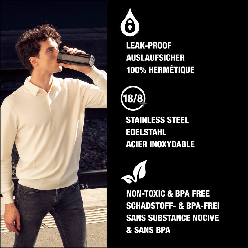 Sigg - Insulated Coffee Cup - Travel Mug Miracle Black - Hot & Cold. Leakproof. BPA Free - 18/8 Stainless Steel - 16 Oz - Image 3